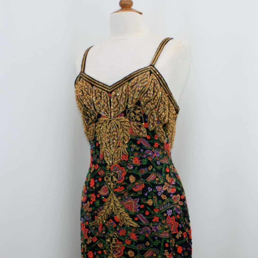 JASDEE Vintage Short Dress Hand Work Bead & Sequins On Silk Style 5057M